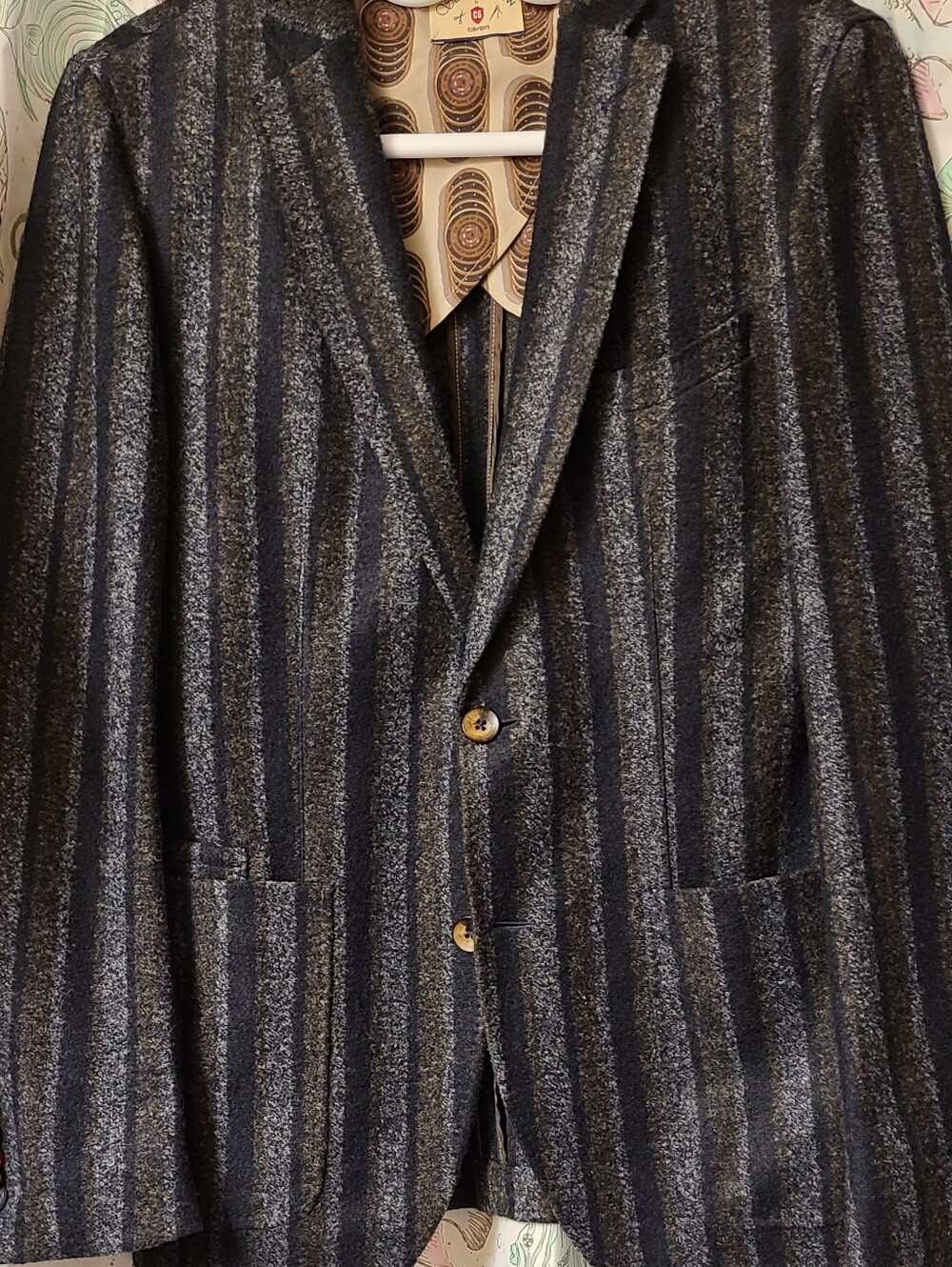 SAVILE ROW by Club Of GENTS Men's Navy & Silver Striped Wool Blend Blazer